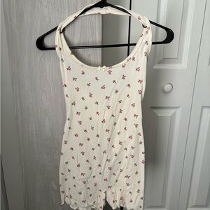 SKIMS Logo Pointelle Halter Onesie - Rosebud Print - M - NWT
